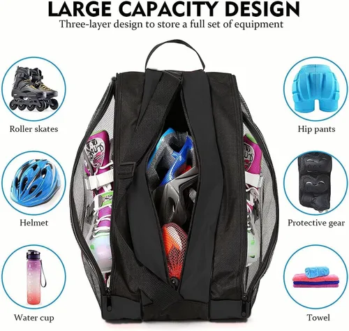 Miniatura 2 de Bolsa unisex para patinaje sobre hielo con correa ajustable para el hombro, bolsa de almacenamiento de zapatos de patinaje de tela Oxford