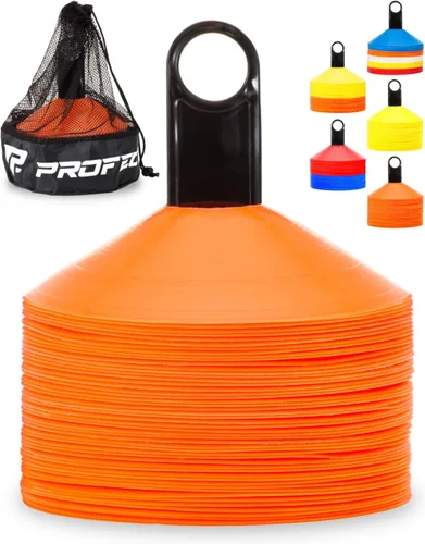 Miniatura 10 de Juego de 50 conos de disco profesionales para fútbol, con bolsa de transporte y soporte para entrenamiento, marcadores de campo con diseño de cono