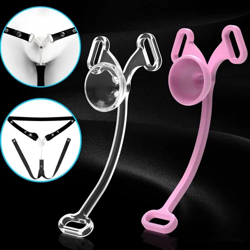 Miniatura 3 de Jaula plana masculina con correa ajustable de tres vías, dispositivos invertidos planos populares -USLA05 (B: rosa, corto)