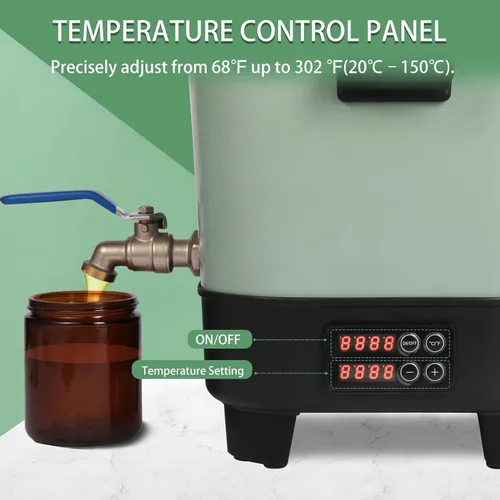 Miniatura 2 de Olla eléctrica de cera para hacer velas y jabón, gran capacidad de 7 cuartos de galón, panel digital de temperatura con boquilla, antiadherente