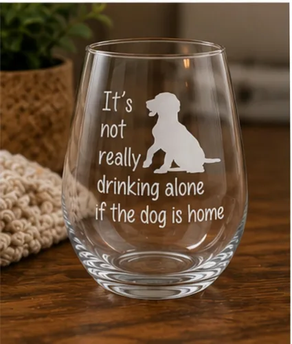 Miniatura 6 de C M El perro está en casa, divertida copa de vino sin tallo para él, ella, esposa, marido, amigo, lindo regalo de perro para hombres y mujeres - 17