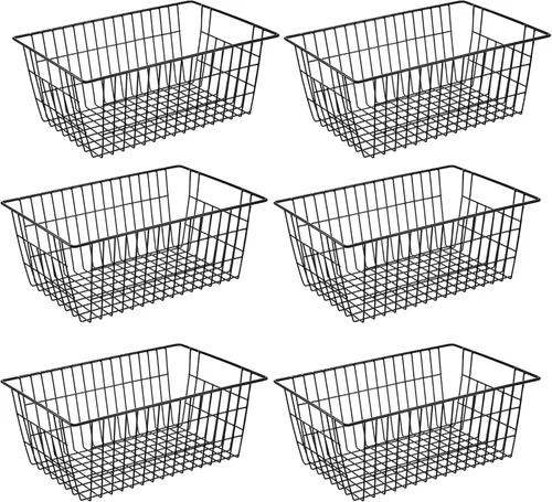 Miniatura 11 de iPEGTOP Cestas de alambre para congelador, juego de 3 contenedores de almacenamiento de 13.4 pulgadas, canastas de almacenamiento para congelador