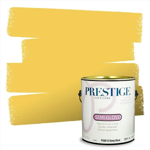 Miniatura 115 de PRESTIGE Pinturas Pintura Exterior e Imprimación En Uno, 1 Galón, Satinado, Pareja Comparable de Benjamin Moore* Amarillo* 320BM-PCM