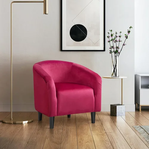Miniatura 4 de Yaheetech Silla de club, silla decorativa de terciopelo, silla tapizada de barril con reposabrazos y respaldo bajo para sala de estar, dormitorio