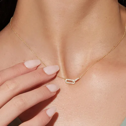 Miniatura 6 de Collar con colgante de oro para mujer, delicados collares de diamantes para mujer, chapados en oro de 14 quilates, gargantilla con clip de papel