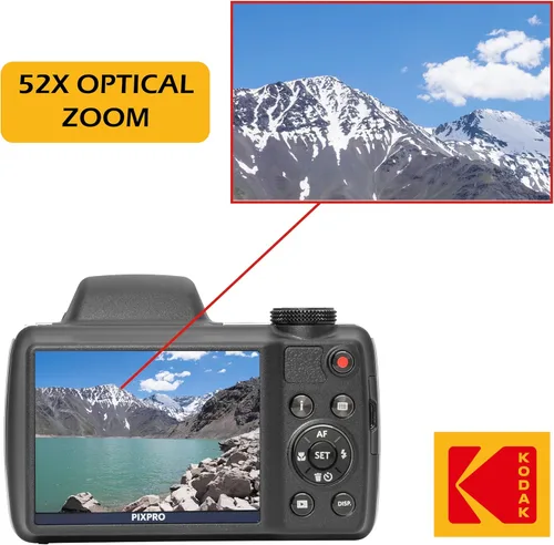 Miniatura 5 de Kodak PIXPRO AZ528 - Cámara digital de video Full HD de 16 MP (negro) con zoom óptico de 52x, paquete con accesorios que incluyen funda protectora