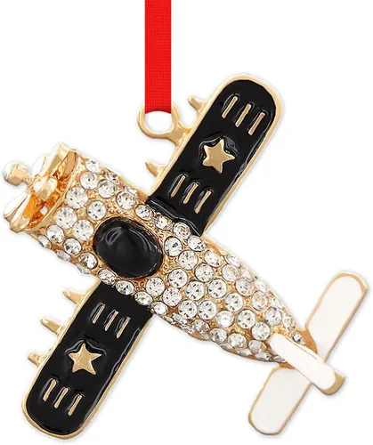 Miniatura 10 de WaaHome Adornos de Navidad de avión de metal 2025, adorno de recuerdo de avión plateado para decoraciones de árbol de Navidad, adornos únicos