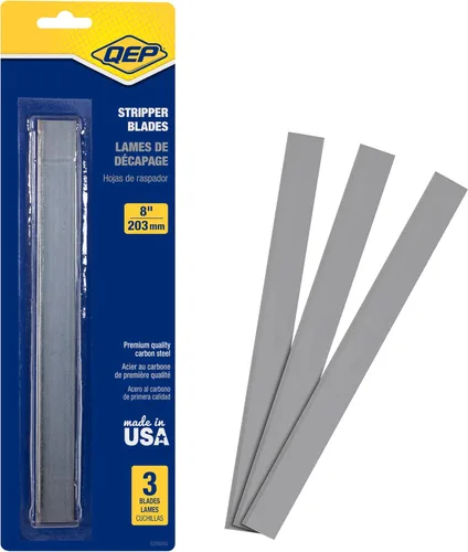 QEP 62904Q - Cuchillas de repuesto de acero al carbono de 8 pulgadas para rascador y trazador de piso, 3 unidades, color gris