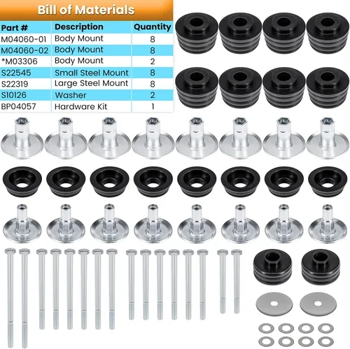 Miniatura 3 de KF04060BK Kit de buje de montaje de cuerpo para Ford F250 F350 Super Duty 2008-2016 2WD 4WD Montajes de cabina de cuerpo de poliuretano y fundas
