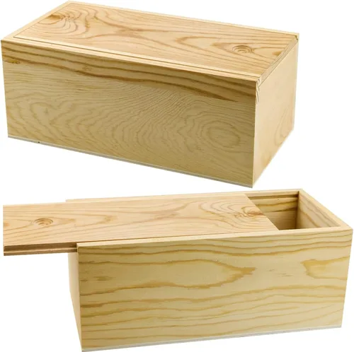 Miniatura 6 de Paquete de 2 cajas de almacenamiento de madera sin terminar con tapa deslizante, contenedor de madera natural en blanco para Navidad, boda, fiesta