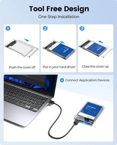 Miniatura 8 de ORICO Caja de disco duro externo de 2.5 pulgadas USB 3.0 a SATA III Caja de disco duro transparente sin herramientas para 2.5 pulgadas 0.276 in