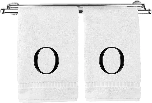 Miniatura 42 de Toalla de mano monogramada, regalo personalizado, juego de 2 - Toalla bordada con letra de bloque dorada - Extra absorbente 100% algodón turco