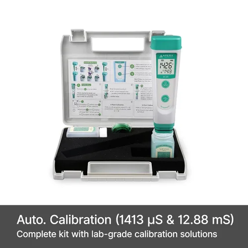 Miniatura 6 de Apera Instruments - Kit de probador de conductividad (EC) de bolsillo EC20 de la serie Value, precisión de ±1 % F.S en 0 a 20 mS/cm, sensor BPB