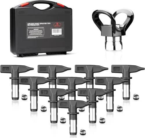 AEROPRO Tools - Juego de 12 puntas de pulverizador de pintura sin aire, 10 puntas de boquilla de pulverización reversibles, 1 protector de punta de