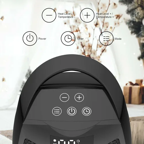 Miniatura 2 de Calentador portátil de cerámica de 1500 W, calentamiento rápido, pantalla digital con controles táctiles, mango integrado, protección contra