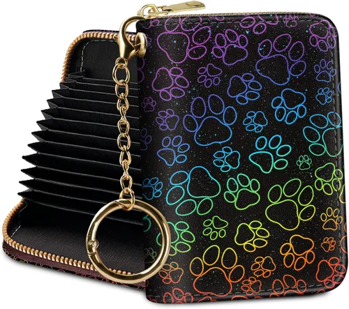 Miniatura 38 de Tarjetero Cartera RFID para Tarjetas de Crédito, Cartera Pequeña para Tarjetas para Mujeres con Llavero con Cremallera, Carteras para Tarjetas