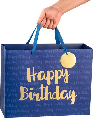 Miniatura 6 de Loveinside - Bolsa de regalo azul marino para cumpleaños con papel de seda para cumpleaños, baby shower, fiesta y más - 13 x 5 x 10 pulgadas, 1