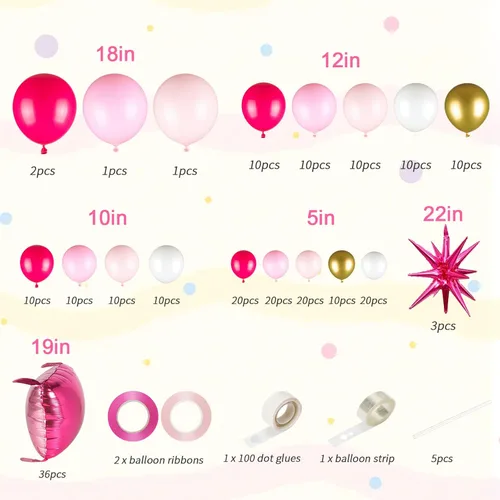 Miniatura 3 de 36 globos rosa intenso de papel aluminio cuadrados de doble cara para decoración de pared con kit de arco de 188 globos rosa y globos de mylar