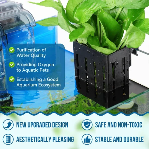 Miniatura 2 de Borlech Soporte de Planta de Acuario Grande Mejorado con Ganchos y Ventosas para Cultivo de Plantas Acuapónicas en Tanque de Peces y Decoraciones