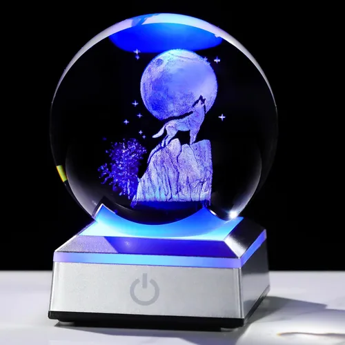 Miniatura 13 de Figura de Escultura 3D de Guepardo en Bola de Cristal con Base de Luz Colorida, Regalos de Guepardo para Mujeres y Hombres en Navidad y Cumpleaños
