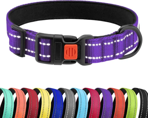 Miniatura 19 de CollarDirect Collar reflectante para perro o cachorro pequeño, mediano y grande con hebilla de liberación rápida, para machos y hembras, nailon Rojo