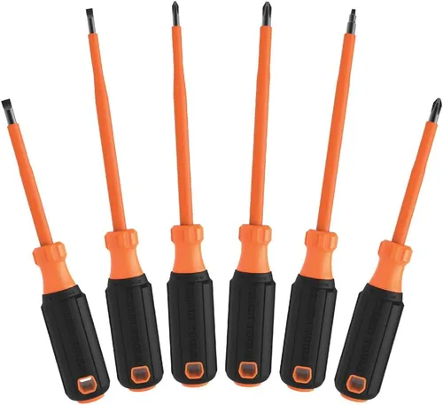 Klein Tools 85076INS Juego de destornilladores aislados, fabricado en EE. UU., cuenta con destornilladores eléctricos de 1000V, (3) puntas Phillips