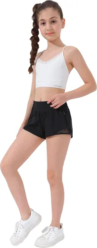 Miniatura 4 de Aurefin Pantalones cortos deportivos para niñas, pantalones cortos ligeros para correr para adolescentes, niñas, pantalones cortos deportivos