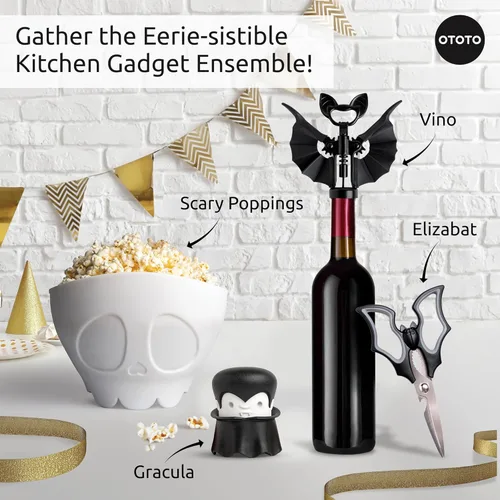 Miniatura 8 de OTOTO Nuevo Scary Poppings Palomitero para Microondas - Palomitero Gótico para Microondas, Palomitas de Silicona para Microondas, Cuencos Plegables