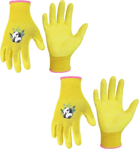 Miniatura 14 de HANDLANDY 3 pares de guantes de jardinería para niños sin látex, guantes de jardín para niños y niñas con revestimiento de nitrilo para niñas y Verde