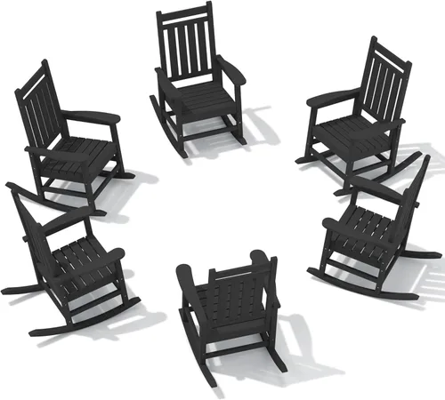 Miniatura 25 de SEWALL Mecedora de polietileno de alta densidad para adultos, mecedora de gran tamaño para exteriores, para patio, porche, Aruba