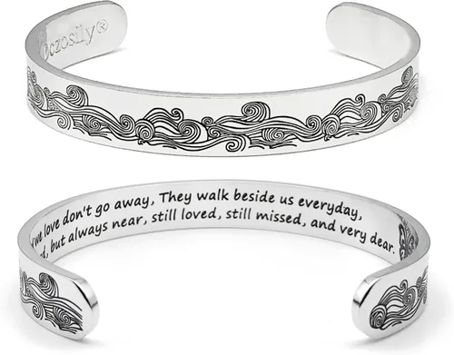 Miniatura 31 de Dczosily Pulseras inspiradoras para mujer, de acero inoxidable, pulseras motivacionales, regalos personalizados para mejores amigas