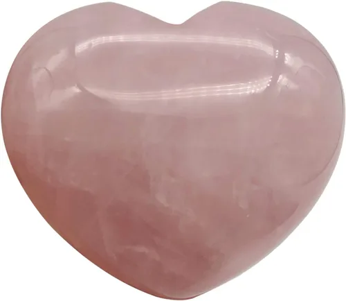 Fekuar Piedra de palma de bolsillo de corazón de cuarzo rosa natural, cristal curativo, romántico amor, piedras de preocupación de energía, Cristal