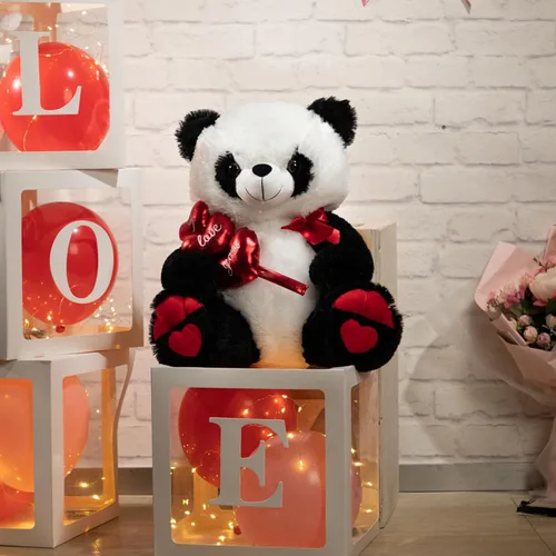 Miniatura 3 de HollyHOME I Love You Panda - Panda de peluche con corazones rojos y lazo, regalo de 20 pulgadas