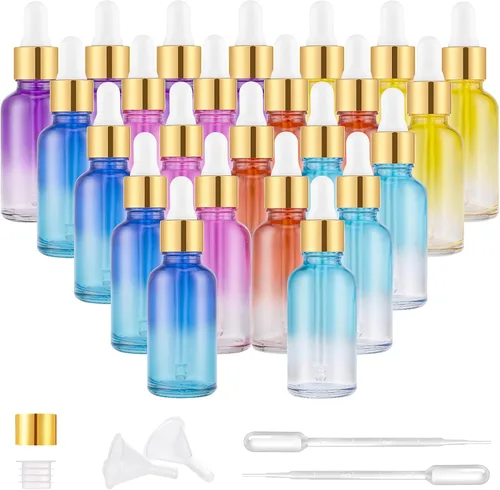 Miniatura 13 de PrettyCare Paquete de 4 botellas con cuentagotas de aceites esenciales, botellas vacías de tintura para cuidado personal y belleza, Ámbar