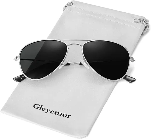 Gleyemor Lentes de sol polarizados estilo aviador para niños y niñas, jóvenes, adolescentes, dos tamaños de 1.969 in y 2.047 in