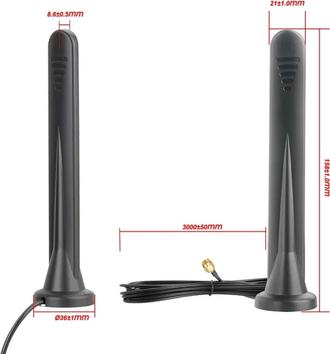 Miniatura 2 de Bingfu Antena GSM 3G 4G 5G 600-6000MHz 3dbi SMA macho base magnética con cable de 10 pies, paquete de 2 unidades para módem de enrutador celular
