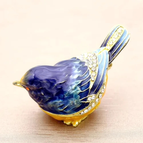 Miniatura 9 de JWT Astyle Starling Bird - Cajas de joyería con bisagras y cristales esmaltados. Regalos para amantes de los pájaros para mujeres. Caja