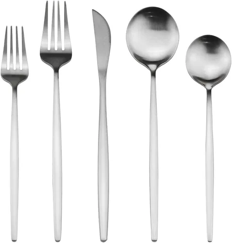Miniatura 14 de Juego de cubiertos de cobre mate, acabado satinado, 20 piezas, acero inoxidable 18/10, cuchara, tenedor y cuchillo, servicio para 4, utensilios