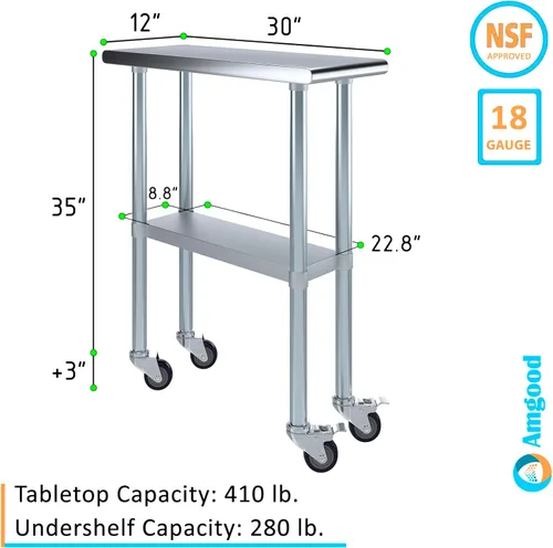 Miniatura 3 de Mesa de trabajo de acero inoxidable AmGood