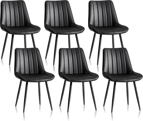 Miniatura 22 de CLIPOP Juego de 2 sillas de comedor, sillas de comedor de piel sintética con asiento tapizado, cojín cómodo con respaldo alto, patas de metal, silla