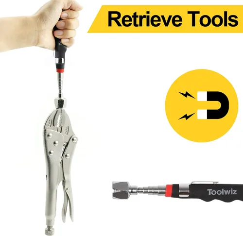 Miniatura 6 de Toolwiz Herramienta de recogida magnética telescópica (16 libras), extensible hasta 30 pulgadas, herramienta magnética de recogida extensible