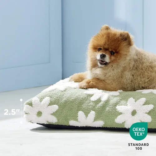 Miniatura 2 de LE SURE - Cama pequeña para perro con espuma triturada gruesa, cama para interiores con funda afelpada extraíble y base antideslizante, verde