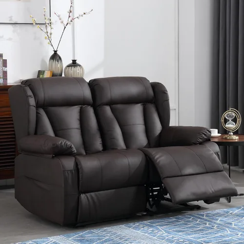 Miniatura 25 de Sofá biplaza reclinable manual de 110 pulgadas, sillón reclinable de 4 asientos con consola, mesa plegable y salidas integradas, sofá reclinable
