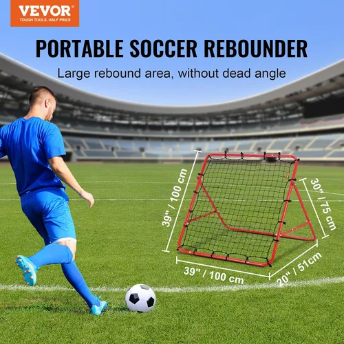Miniatura 2 de VEVOR Red de rebote de fútbol, rebotador de portería de fútbol de ángulo de cambio rápido para control, práctica de pases, marco de hierro