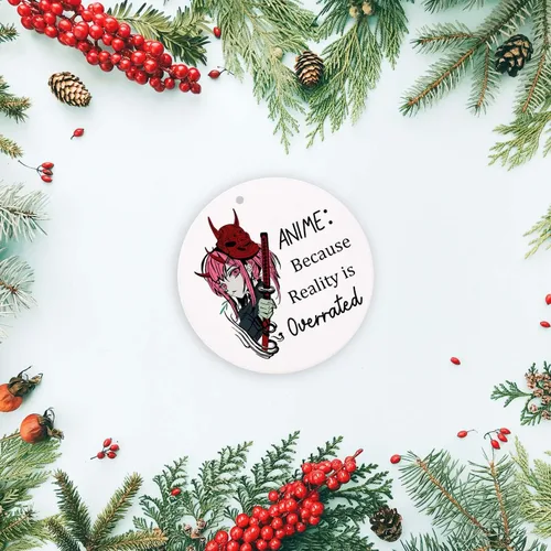 Miniatura 4 de Adorno de Navidad de anime, la realidad está sobrevalorada, divertido recuerdo navideño para colgar en el árbol de Navidad, regalo para amigos