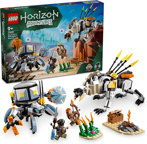 LEGO Horizon Adventures Aloy & Varl contra Shell-Walker & Sawtooth - Juguete de construcción para niños, niñas y niños a partir de 9 años - Idea de