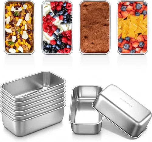 Miniatura 8 de P&P CHEF Juego de mini moldes para pan, 4 PCS moldes pequeños para pan para hornear, 6.3 x 3.5 pulgadas moldes de acero inoxidable para hornear