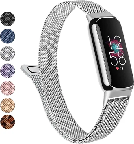 Miniatura 13 de Correa de metal para Fitbit Luxe para mujeres y hombres, correa de repuesto magnética ajustable de malla de acero inoxidable compatible con Fitbit