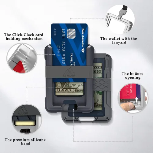 Miniatura 3 de MURADIN Cartera de aluminio para identificación Cartera de metal RFID Estuche minimalista para tarjetas para hombre