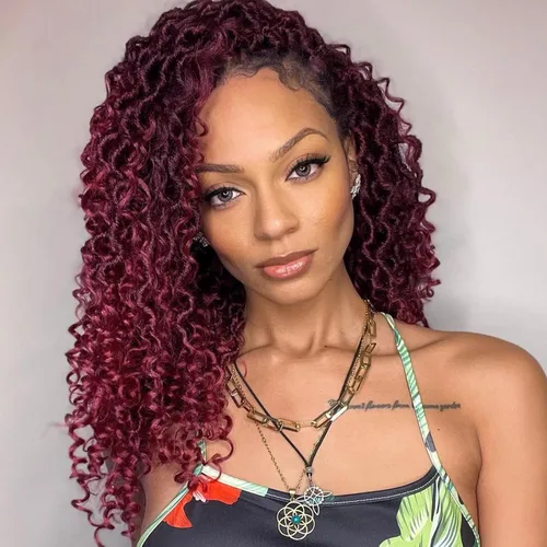Miniatura 31 de Extensiones de cabello sintético de ganchillo de 24 pulgadas con extremos rizados, extensiones de cabello sintético con extremos rizados, trenzas